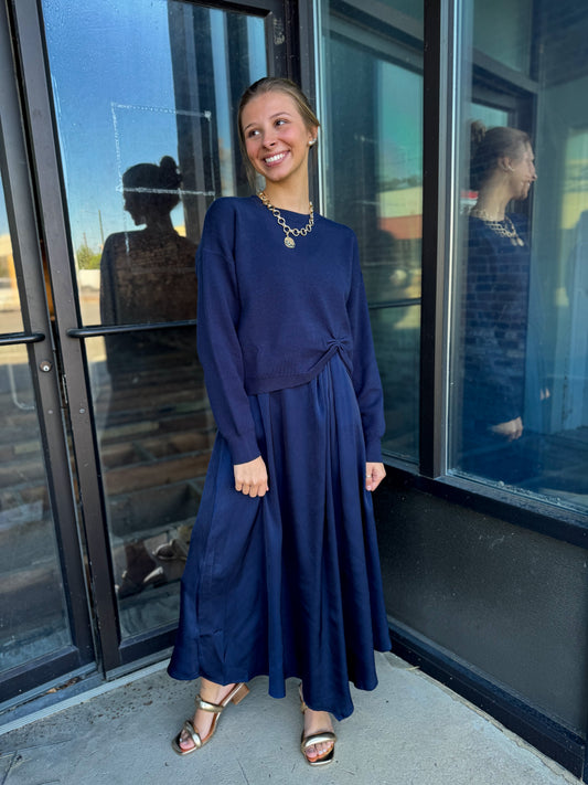 Navy Sweater Dress Set