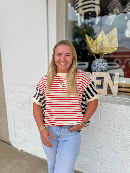 Red & Black Stripe Tee