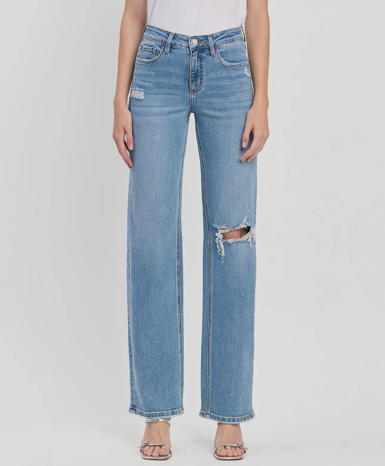 LOVERVET| High Rise Slim Wide Jeans