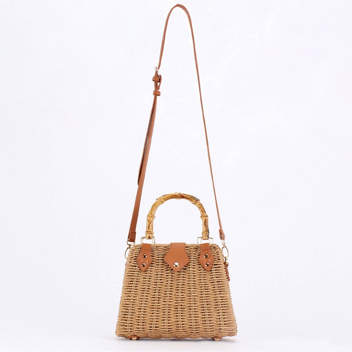 Straw Beach Bag with Bamboo Handle