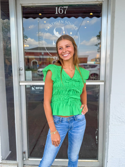 Palm Green Bow Top