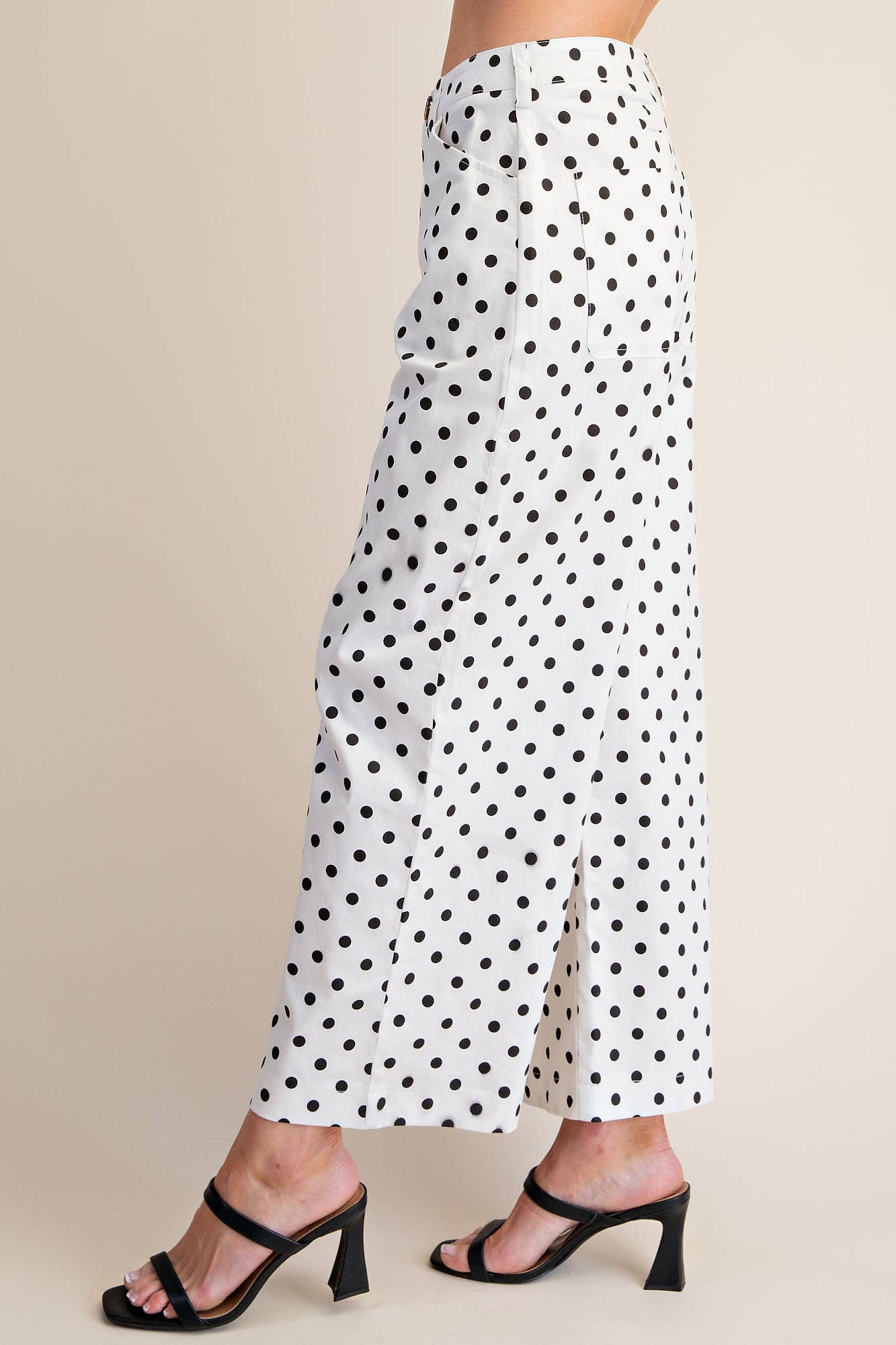 Casual Pants High Waist Barrel Leg Polka Dot Stretch