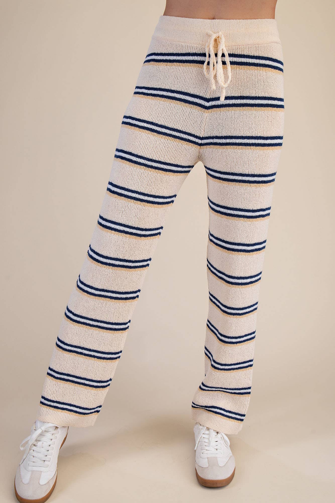 Ivory Navy Stripe Knit Set