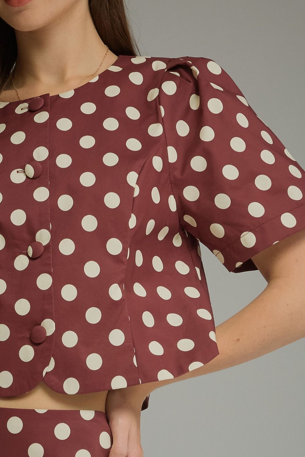 Wine Polka Dot Top
