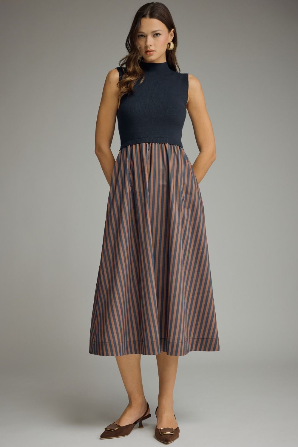 Navy Sleeveless Sweater Dress