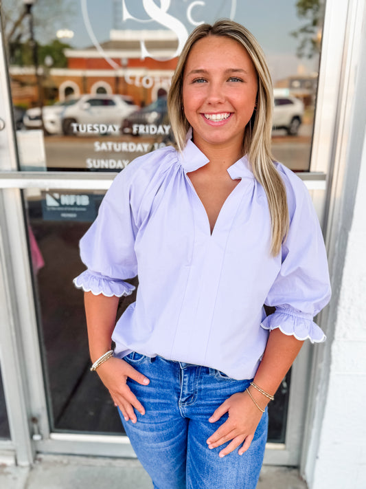 Periwinkle Scallop Top