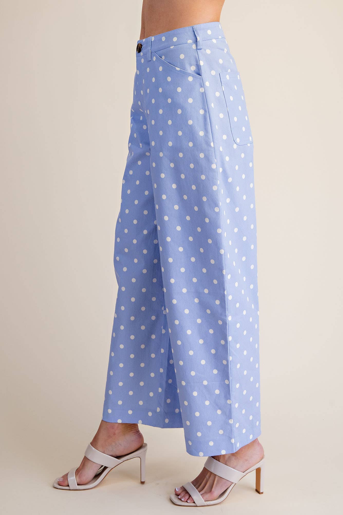 Casual Pants High Waist Barrel Leg Polka Dot Stretch