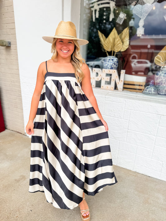 Noir Stripe Swing Dress