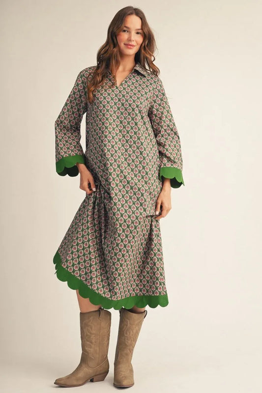 Olive & Magenta Kaftan Dress