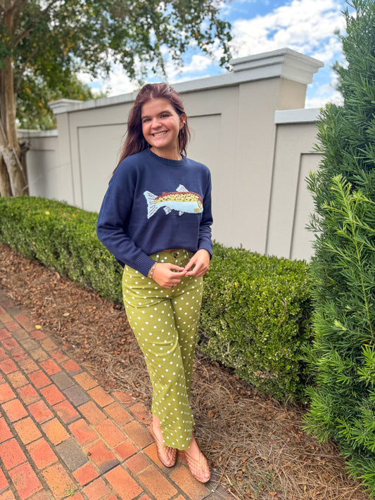 Navy Fish Knit Top