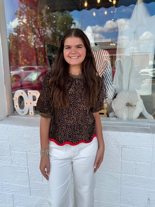 Wavy Leopard Velvet Top