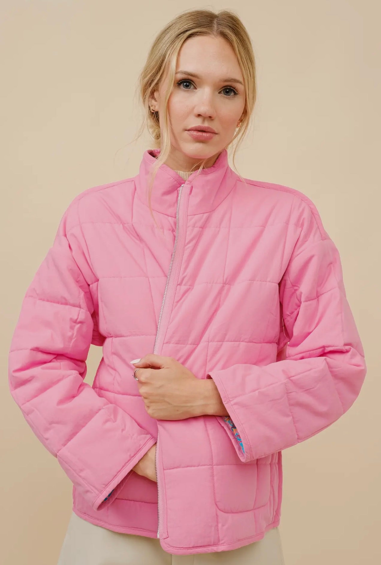 Blue & Pink Reversible Quilted Jacket