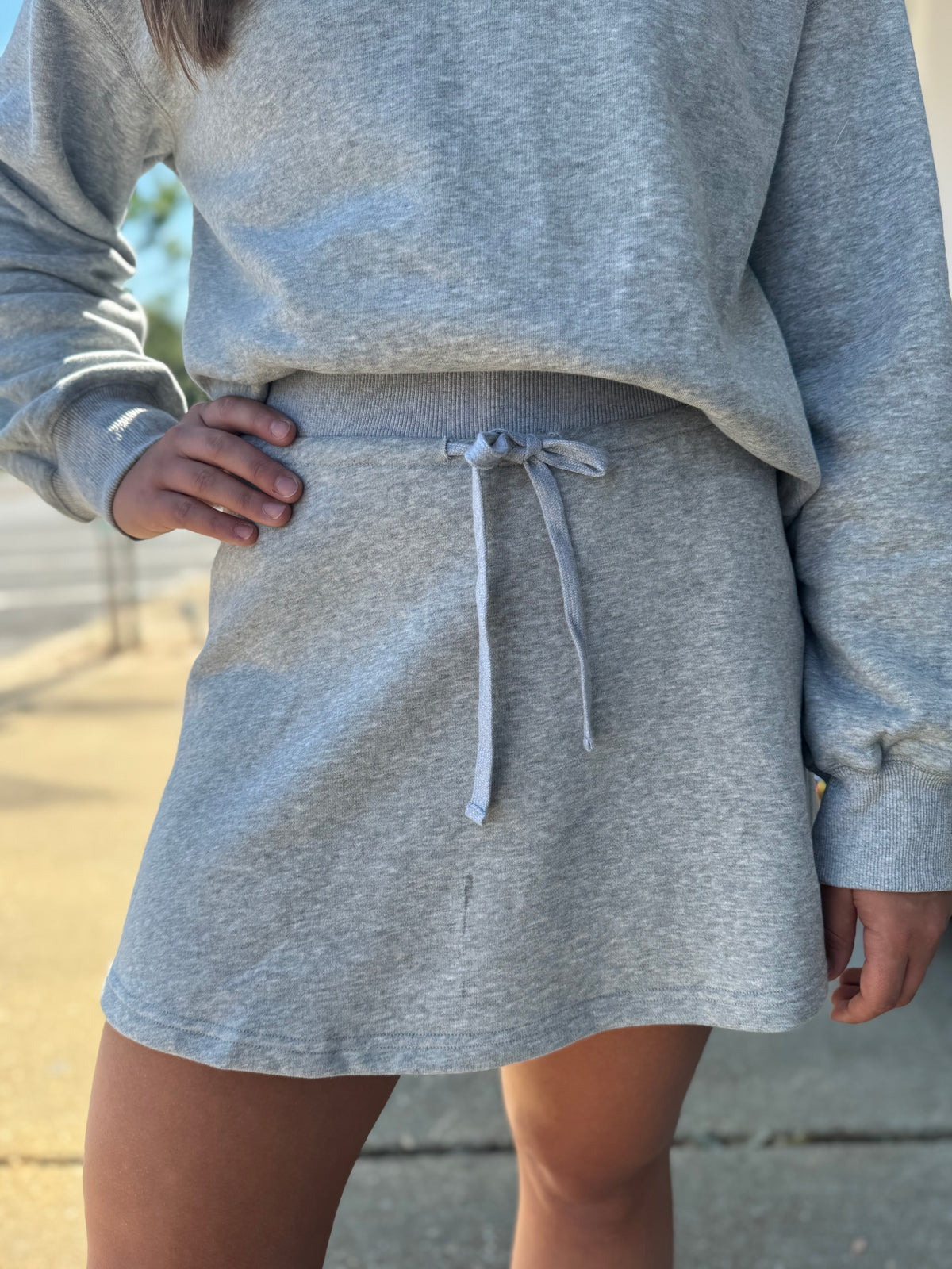Heather Grey Mock-Neck & Skort Set