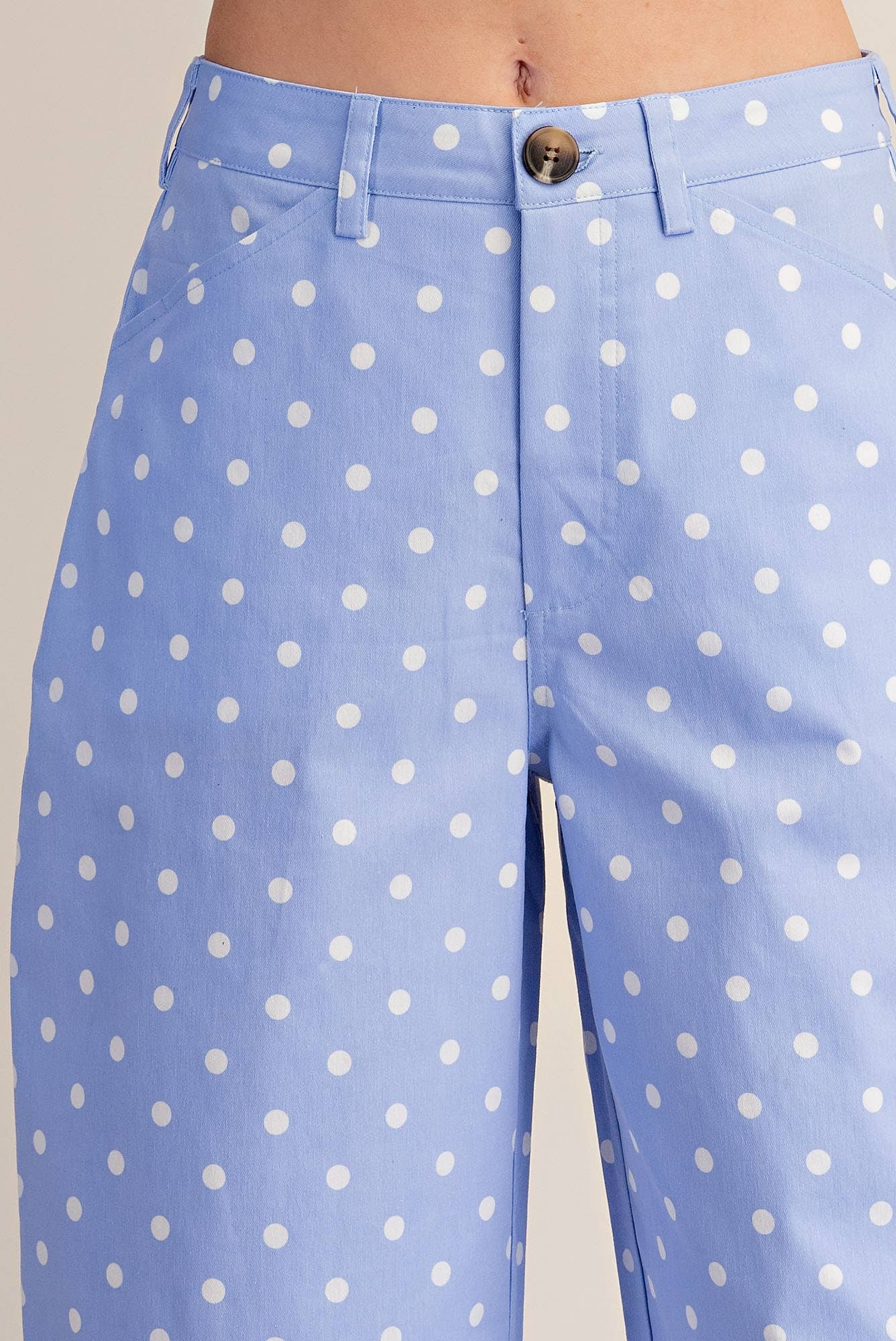 Casual Pants High Waist Barrel Leg Polka Dot Stretch