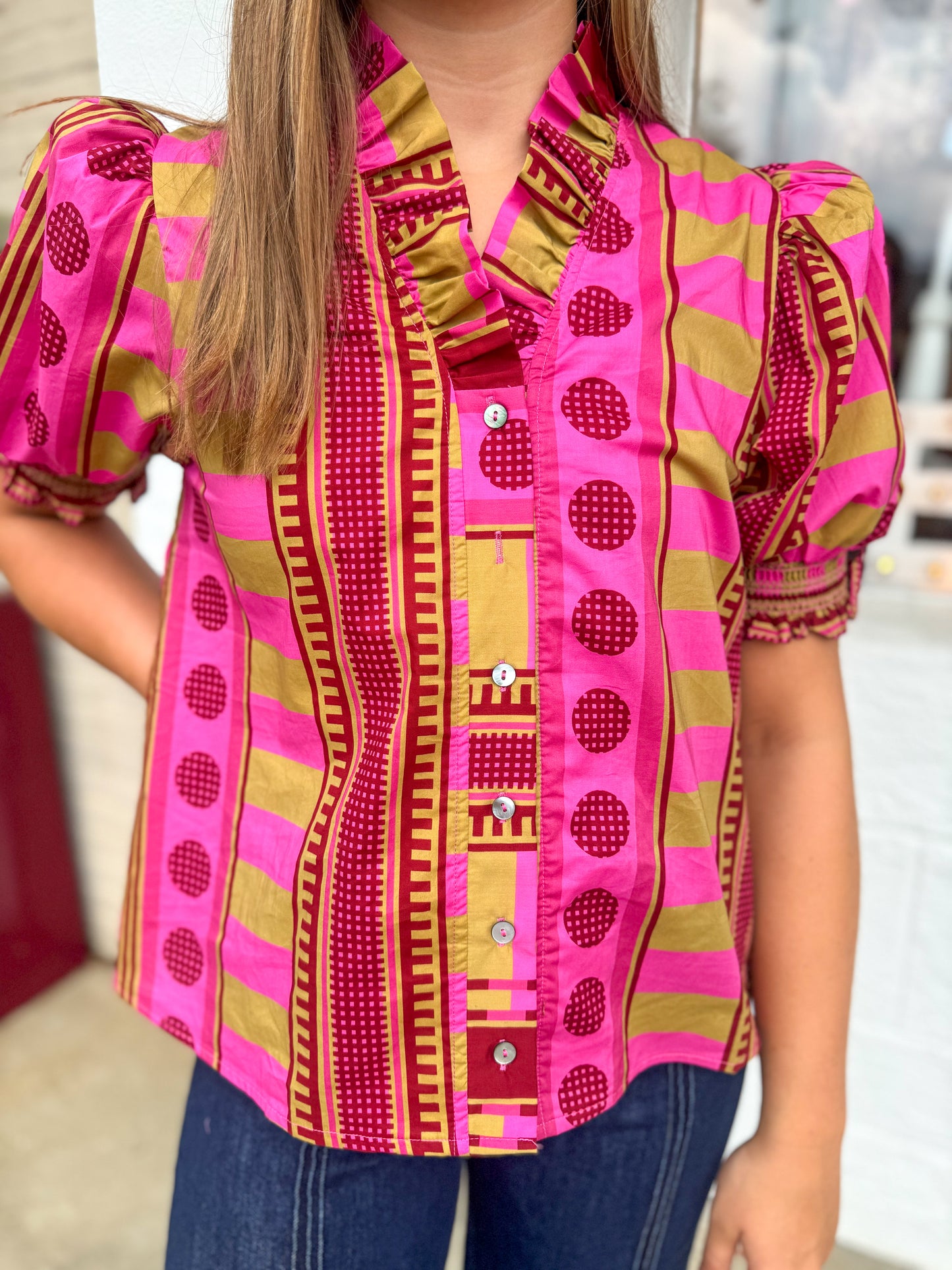 Plum & Chartreuse Top