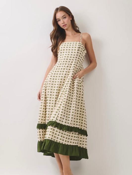 Olive & Pink Sleeveless Dress