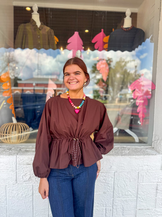 Brown Peplum Top