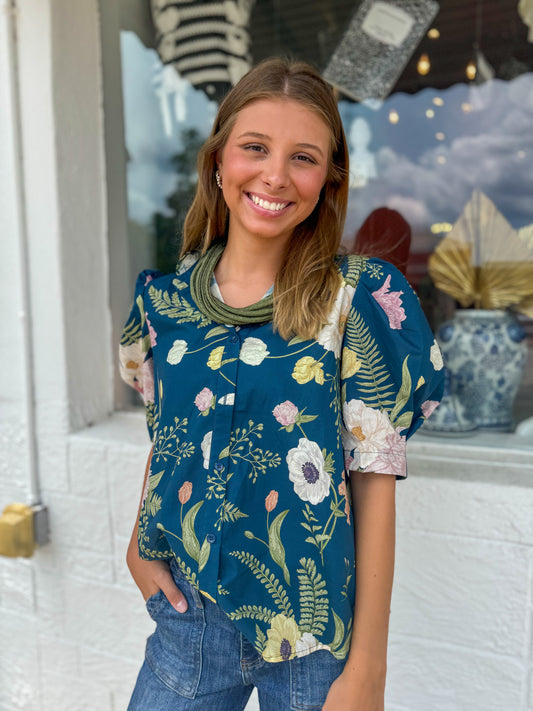 Fern Teal Top