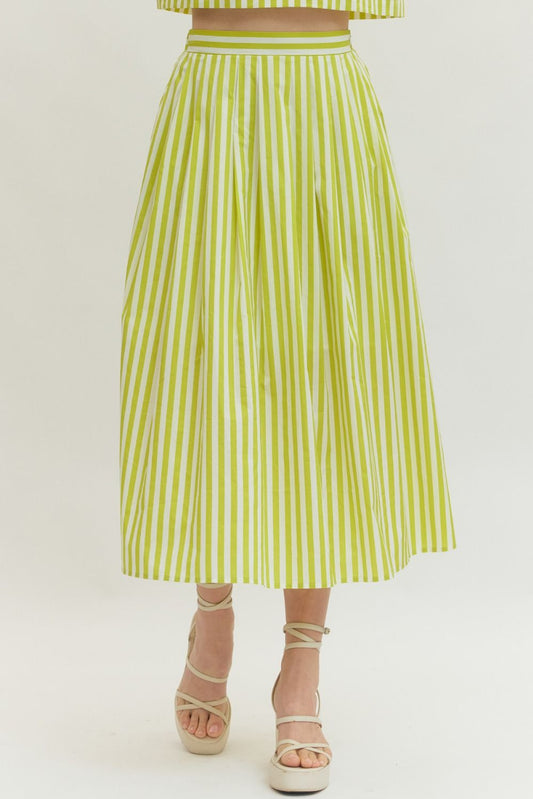 Chartreuse Lime Stripe Skirt