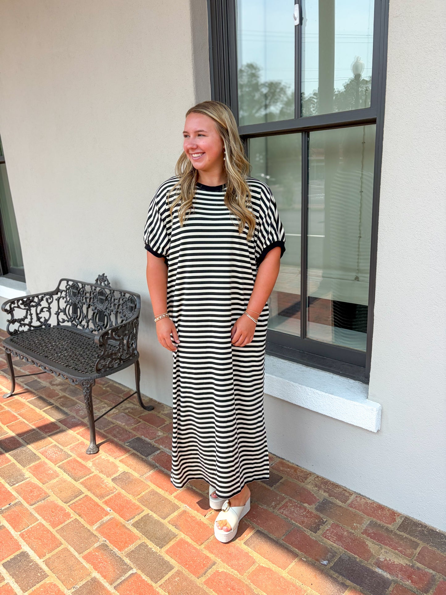 Black Stripe T-Shirt Dress