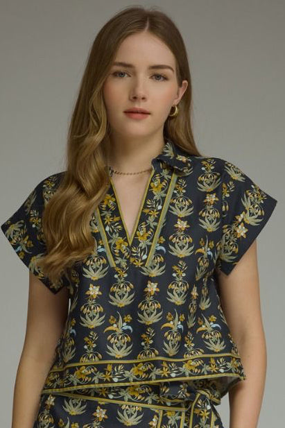 Navy Floral Top