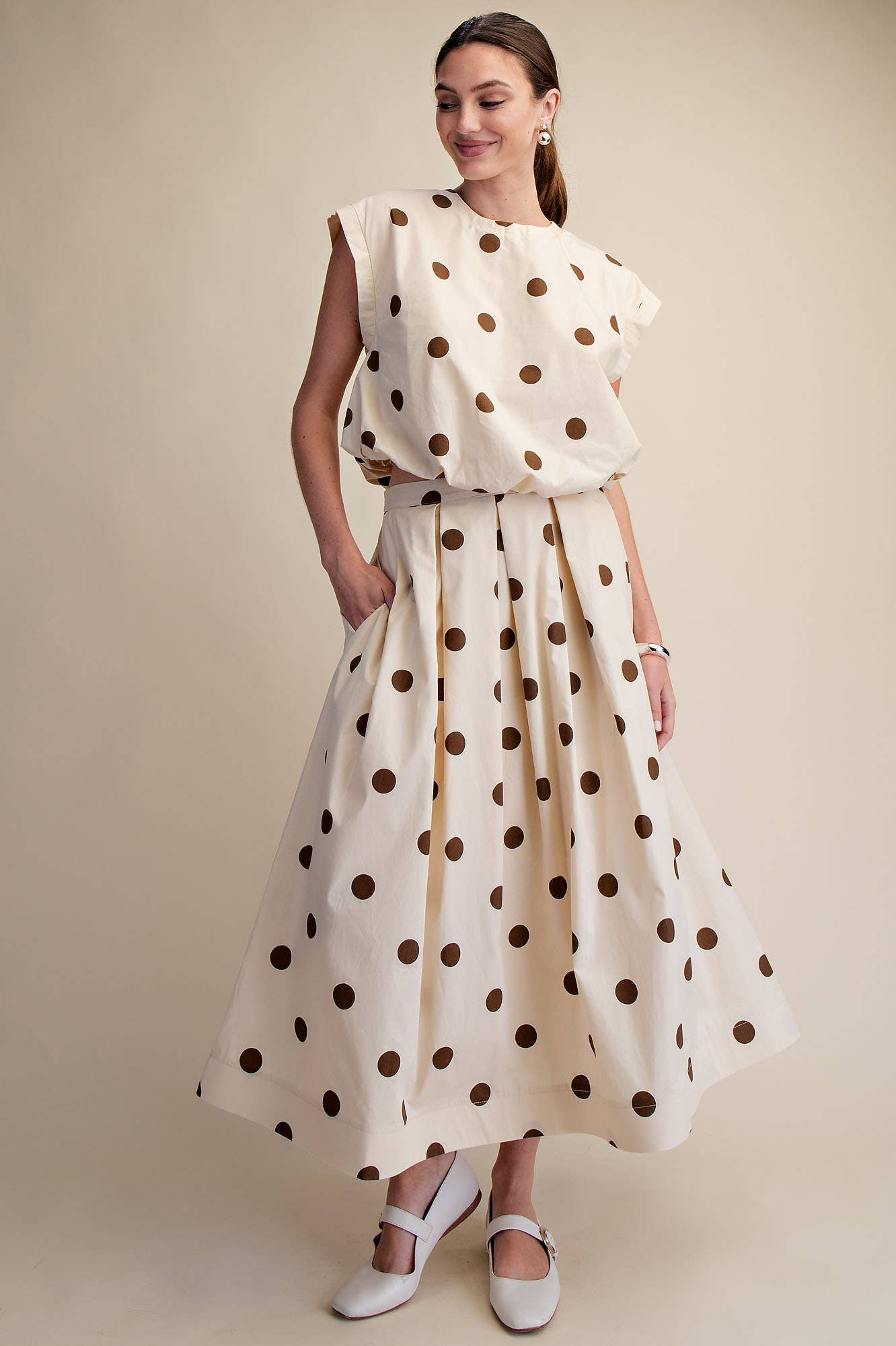 Polka Dot Midi Skirt