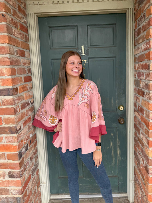 Rose Kimono Sleeve Top