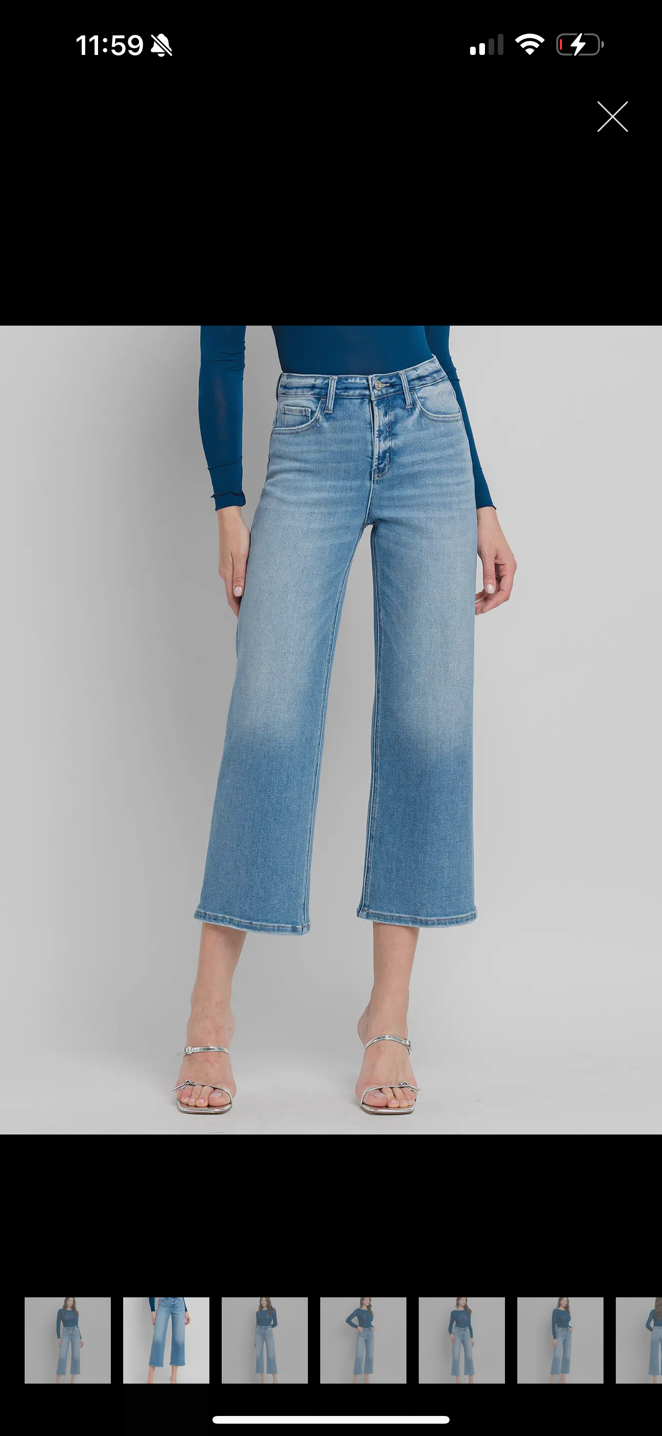 LOVERVET| Tummy Control High Rise Wide Leg Crop Jeans