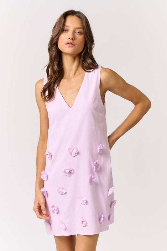 Lavender Floral Embellishment Dress