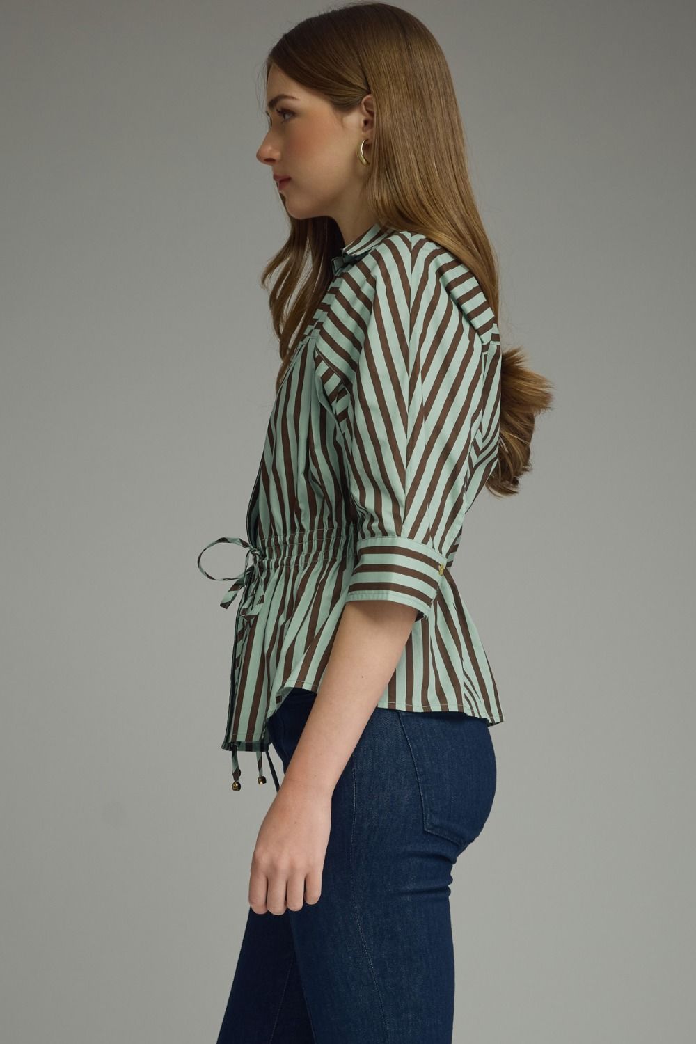 Mint & Brown Stripe To p