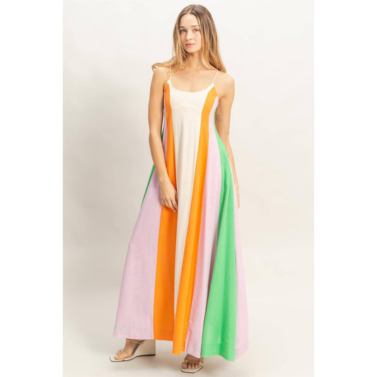 Strappy Colorblock Maxi Dress
