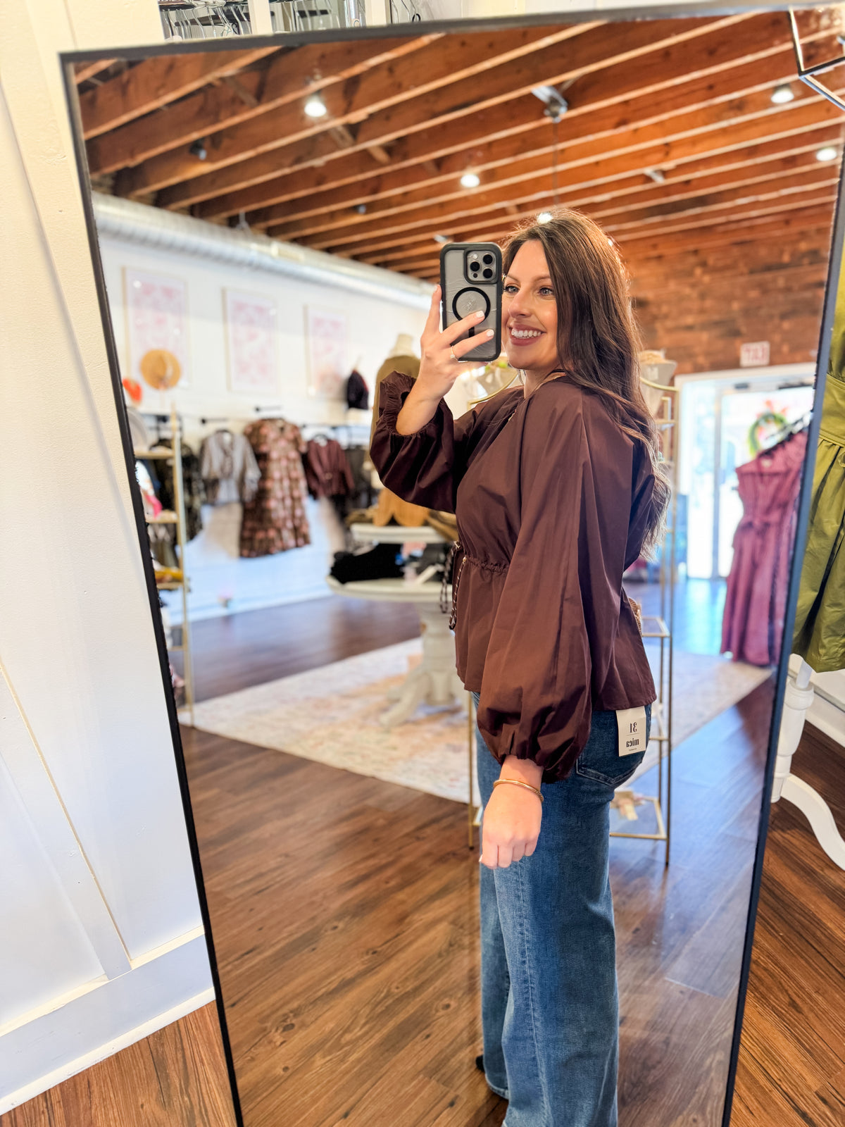 Brown Peplum Top