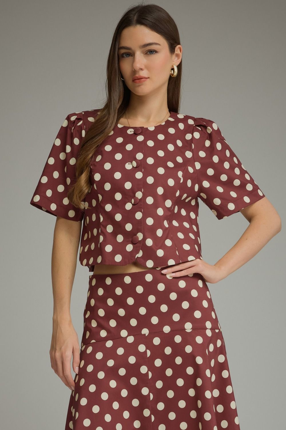 Wine Polka Dot Top