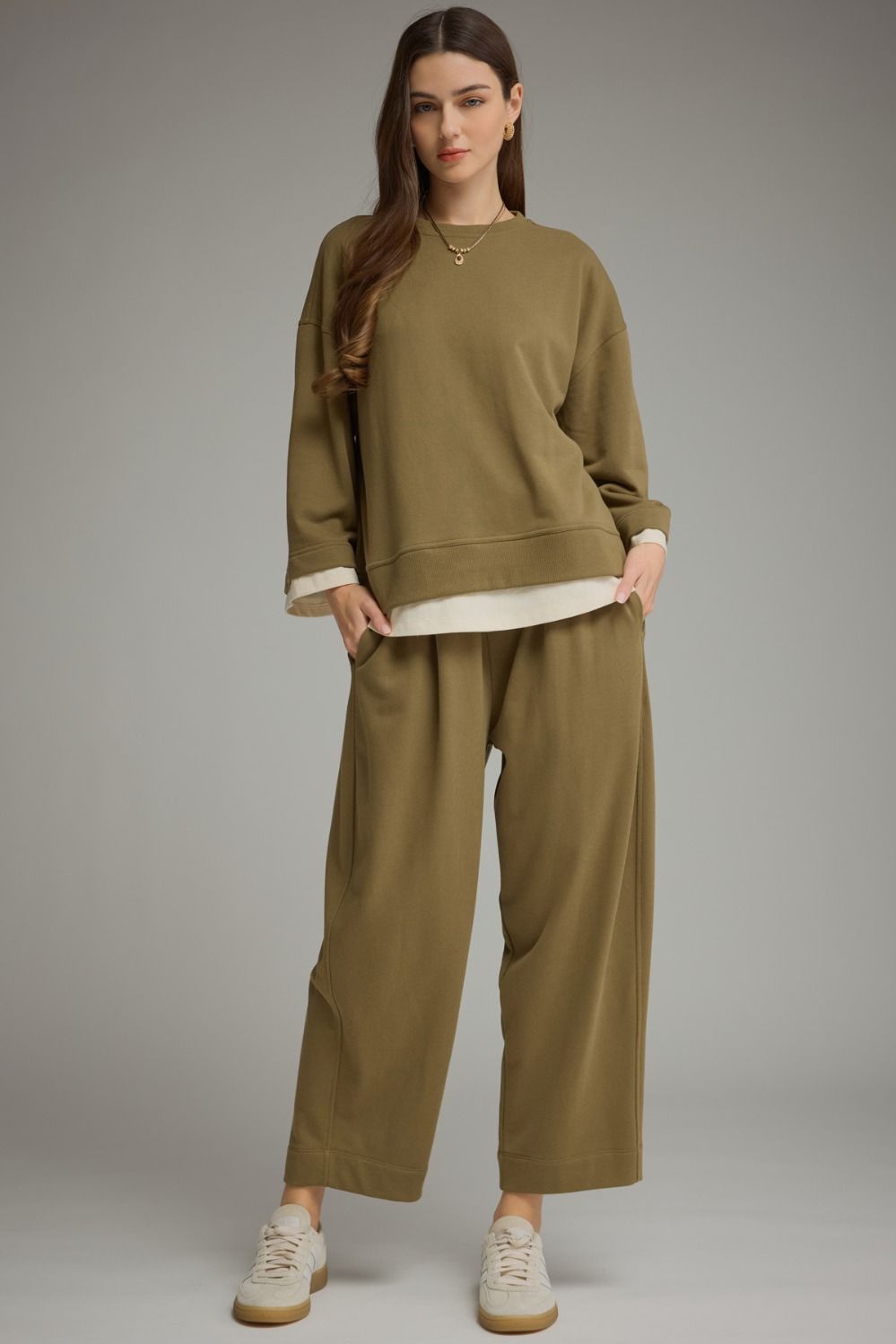 Olive Layered Pant Set