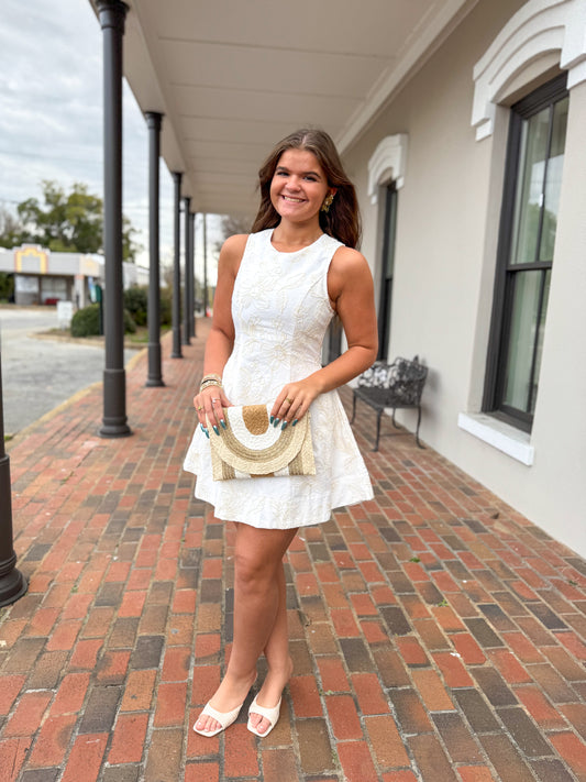 Elegant Cream Floral Dress