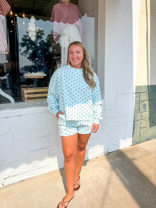 Baby Blue & Brown Polka Dot Set