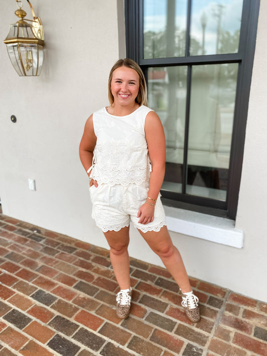 Olivia Oatmeal Side Tie Top