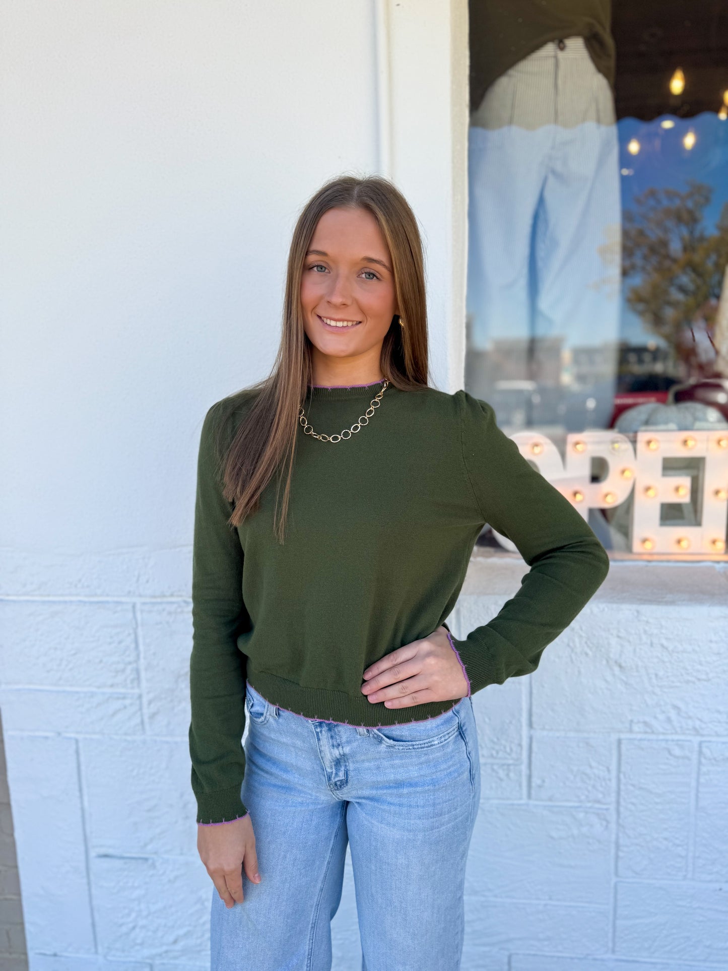 Olive Lavender Sweater