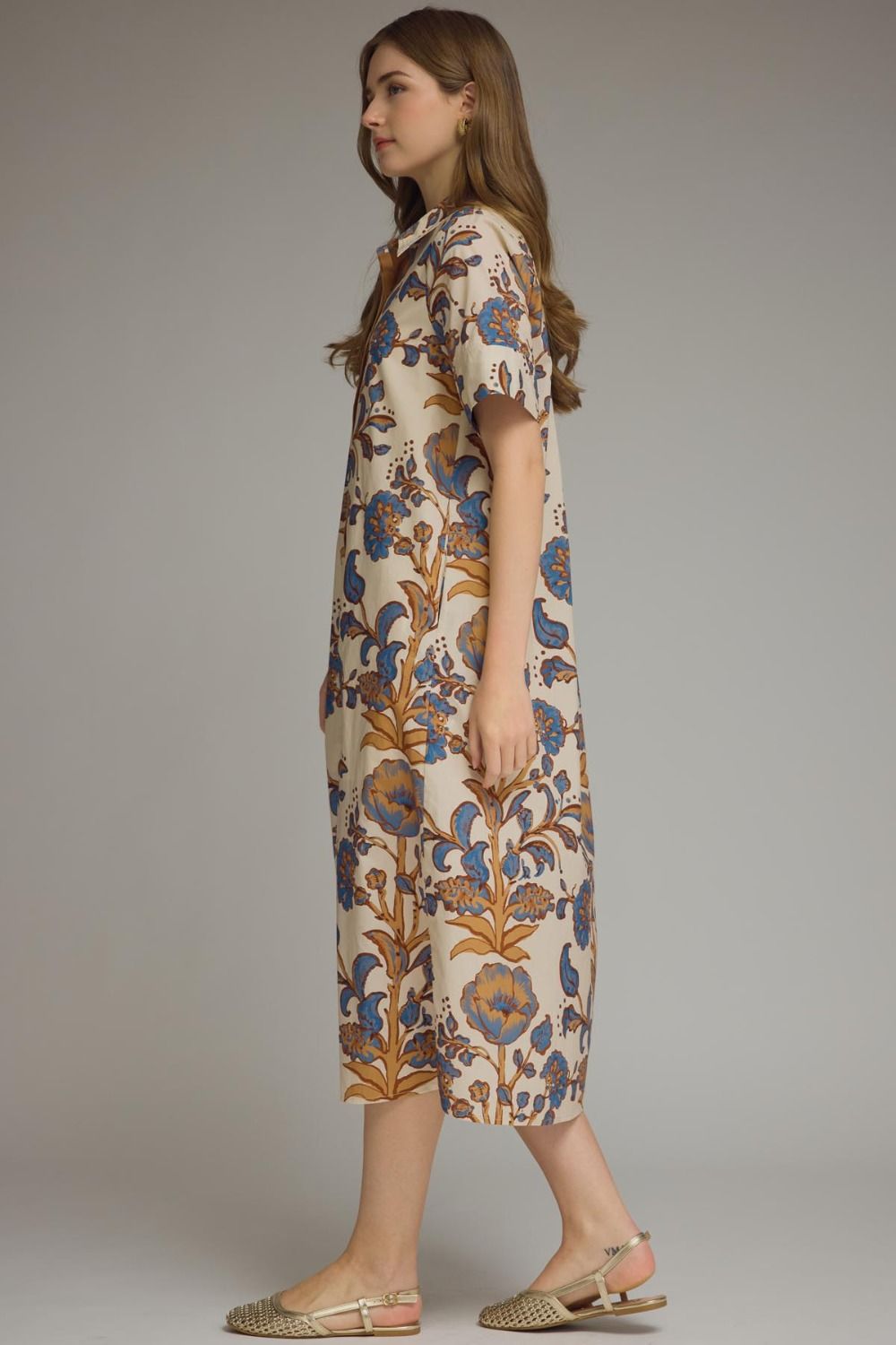 Ecru Fall Floral Dress