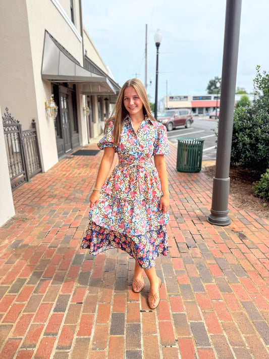 Autumn Floral Tiered Dress