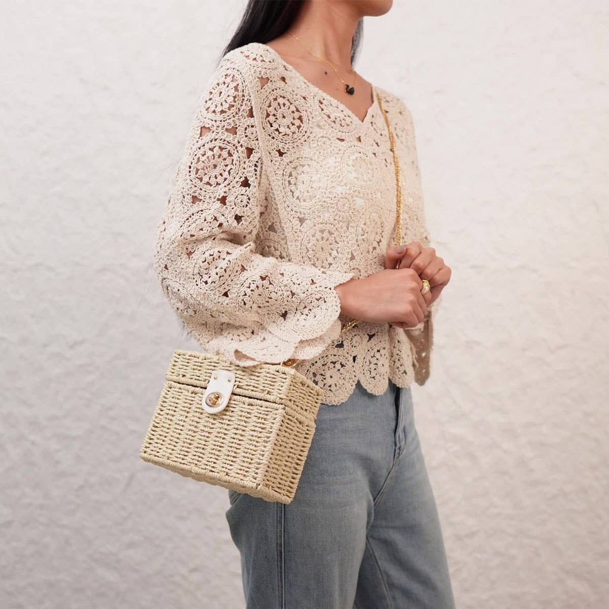 DUAL-PURPOSE LEISURE PAPER ROPE WOVEN BAG