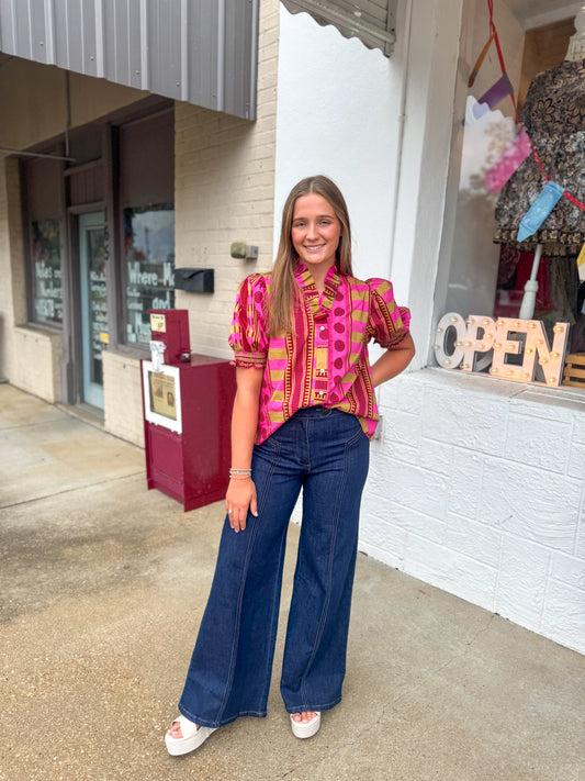 Plum & Chartreuse Top