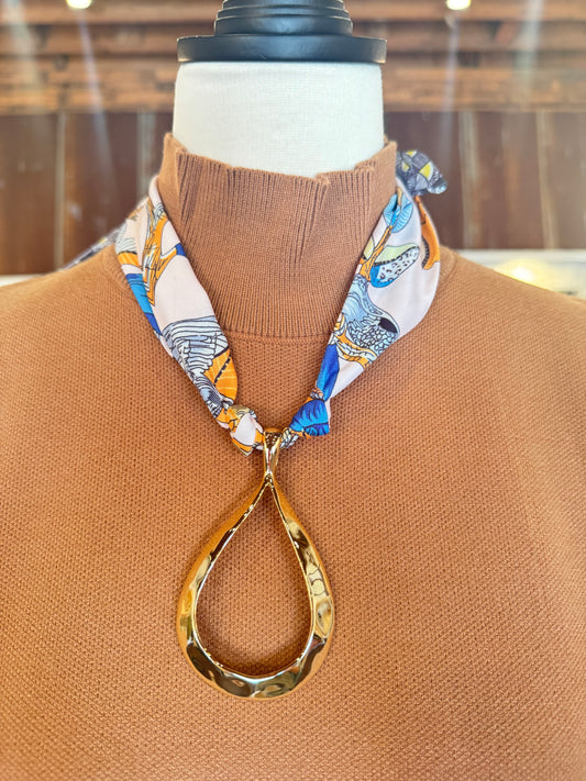 Teardrop Pendant Scarf Necklace