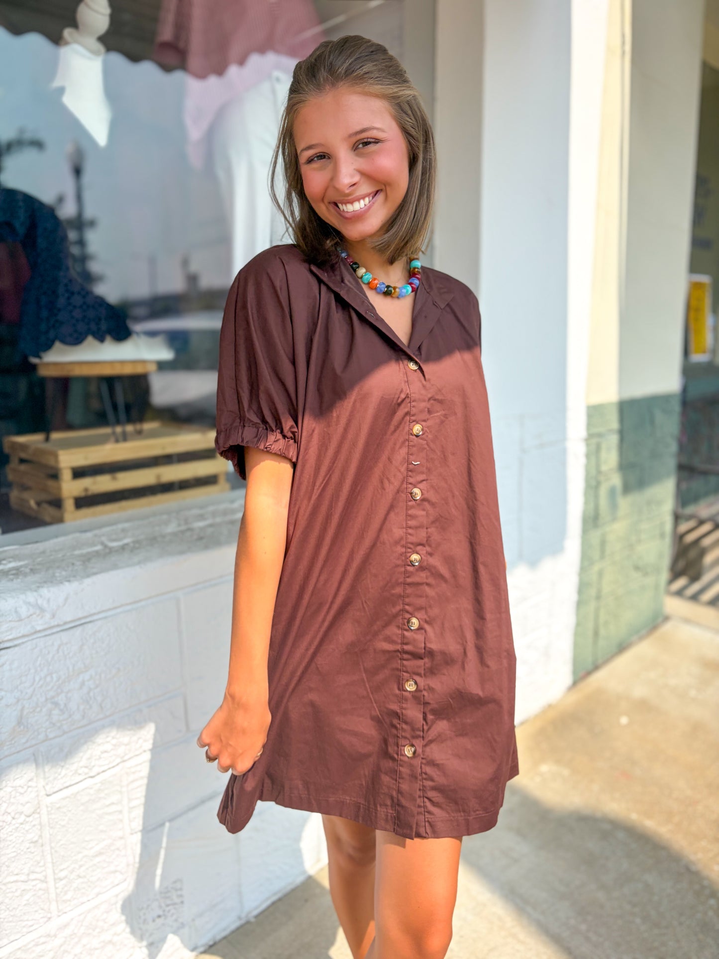 Mocha Brown Mini Dress