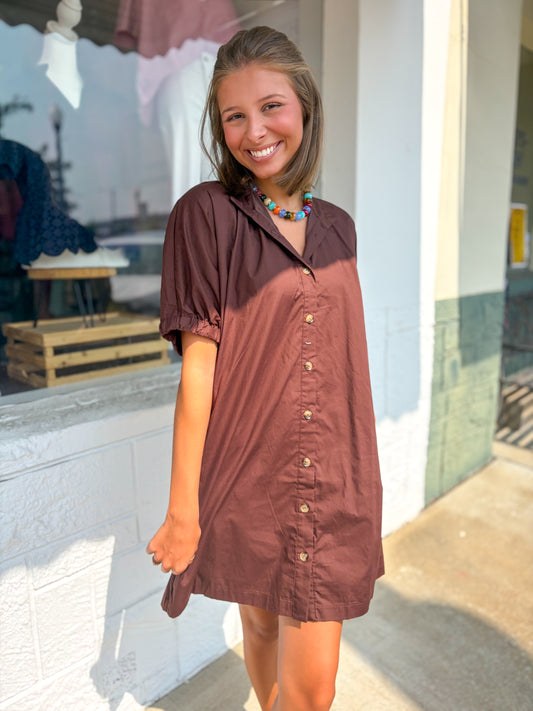 Mocha Brown Mini Dress