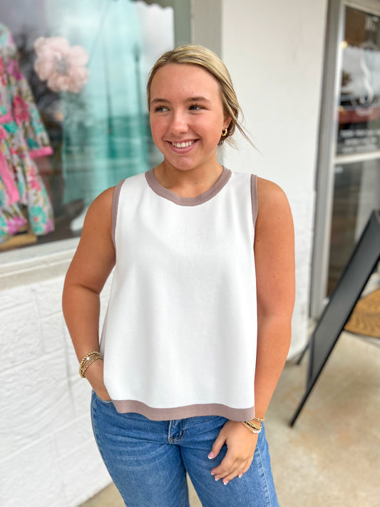 Knit Brown & White Top