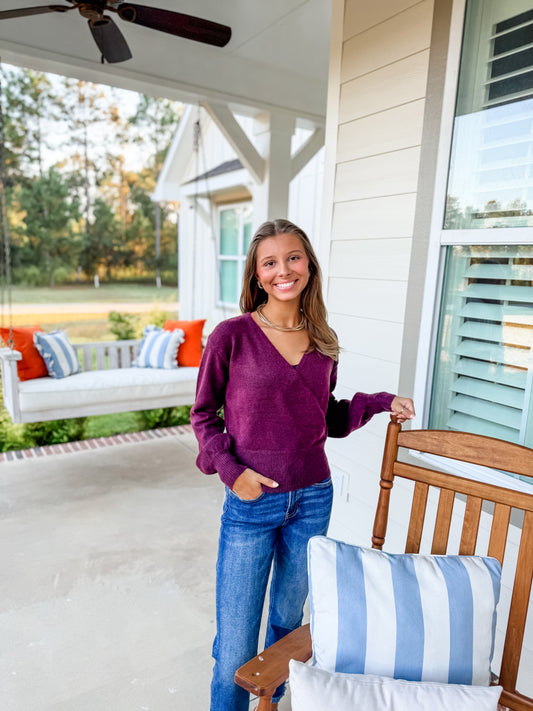 Dark Cherry Cross Sweater