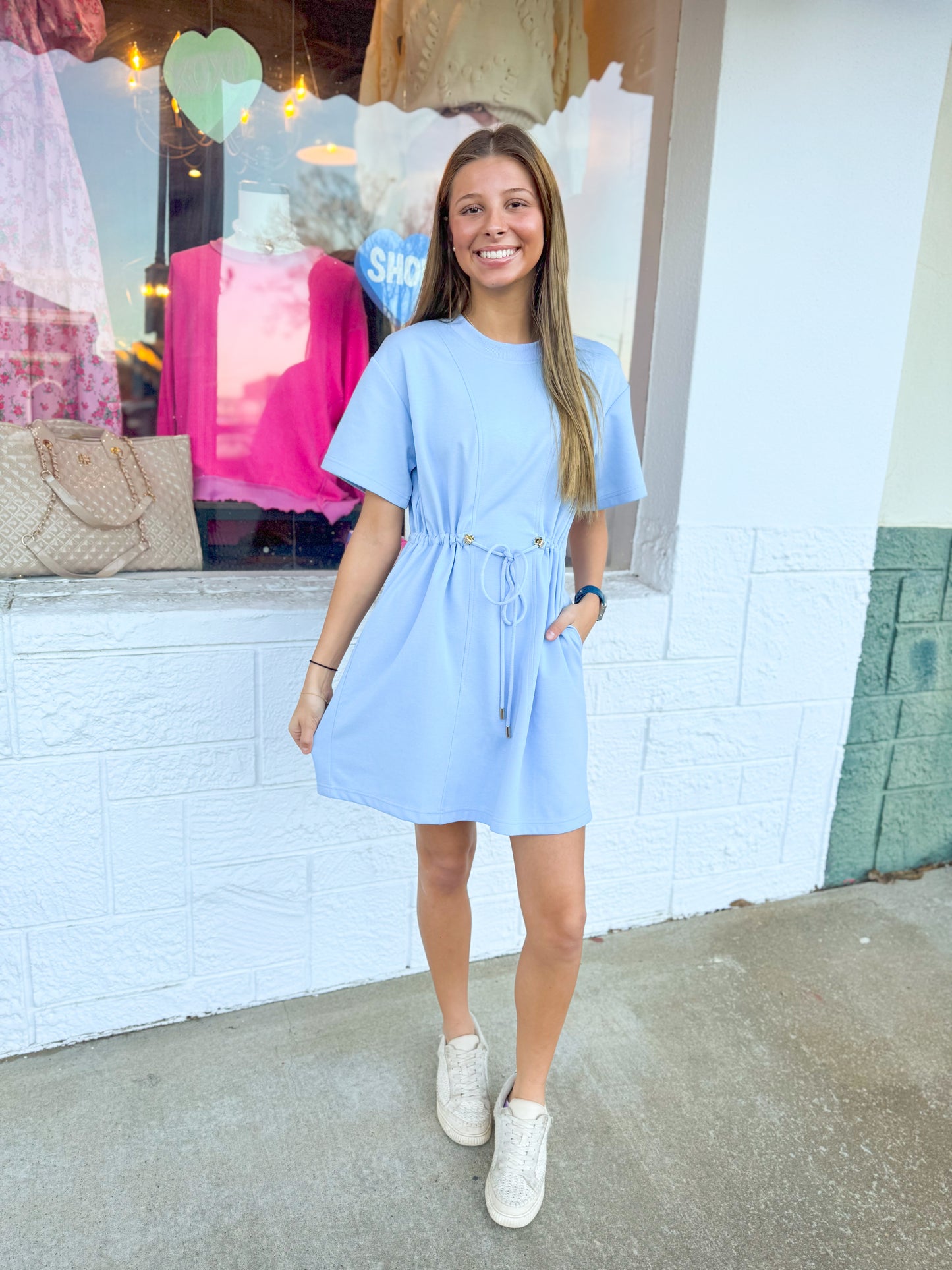 Light Blue Mini T-Shirt Dress