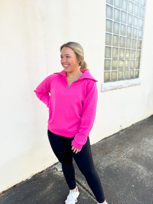 Hot Pink Quater Zip Pullover