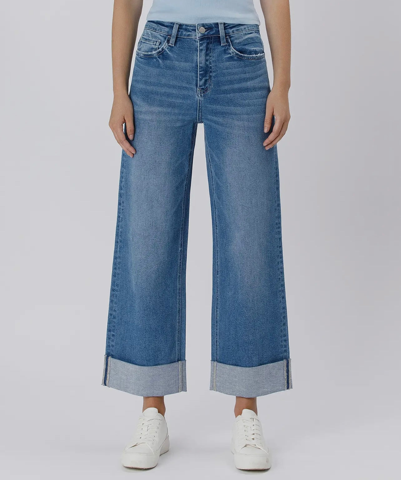 LOVERVET| Super High Baggy Double Cuffed Jeans